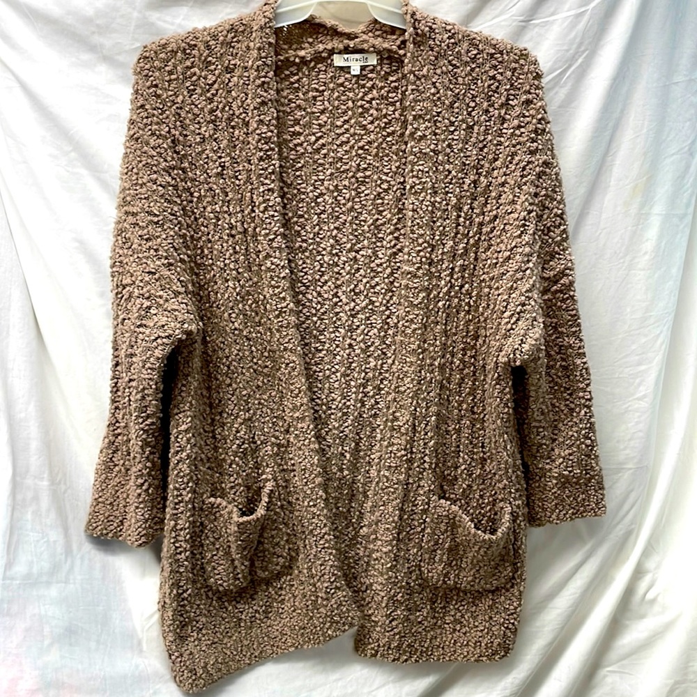 Miracle open front pocket sweater jacket  ladies sz m/l